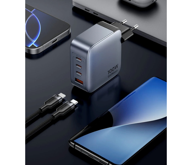 Vention Ładowarka 100W GaN 1x USB-A 3x USB-C + kabel USB-C do USB-C - 1543403 - zdjęcie 3